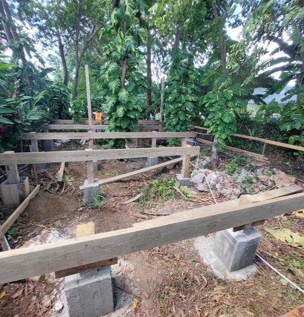Foundations and framing on site